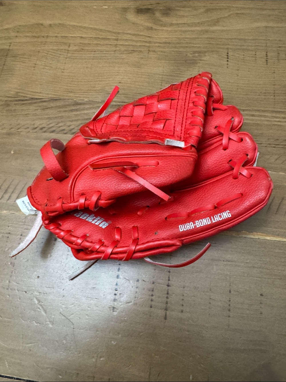 Franklin Kids 9” Red Baseball Glove with Dura-Bond Lacing